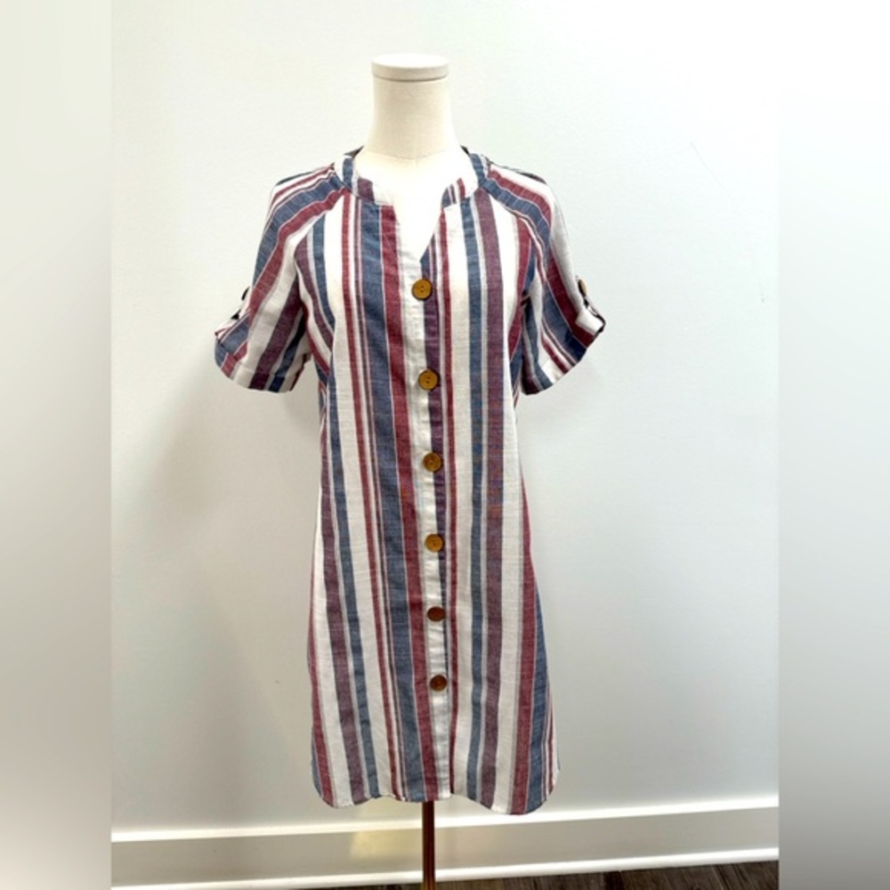 NWOT SHEIN Striped Button-Front Dress – Size Medium